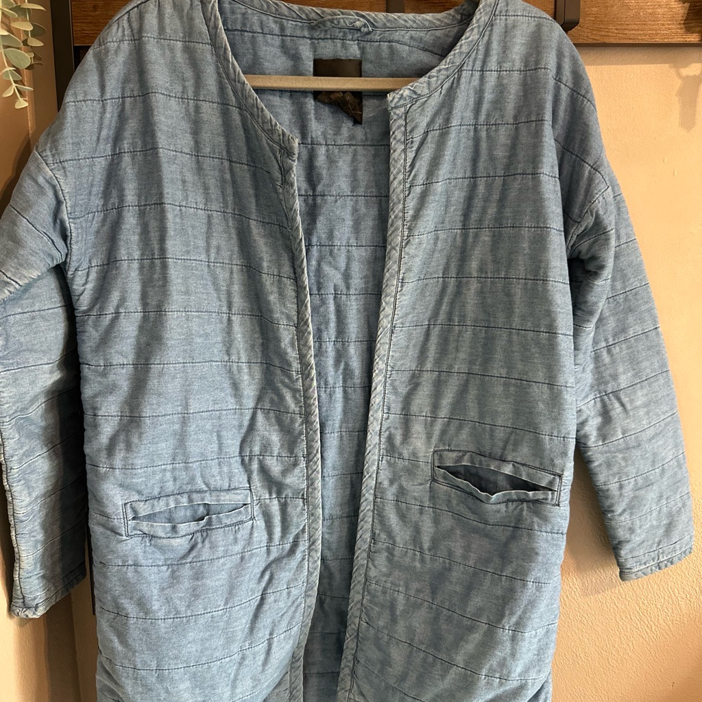 Womens Light Blue Quilted Jean Jacket